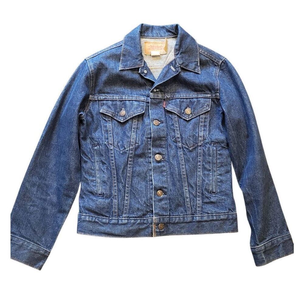 Vintage 80s Levi's Jacket Women's Small Blue Dark Wash Trucker Type III 70706
